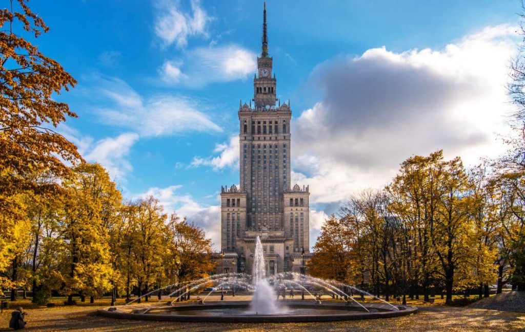 Outside view of Warsaw's Palace of Culture